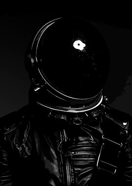 Monochrome Astronaut in Leather Jacket