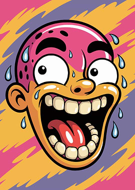 Cartoon Face with Exaggerated Expression