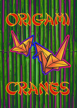 Origami Cranes over Bamboo Garden