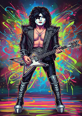 KISS's Paul Stanley Colorful Portrait