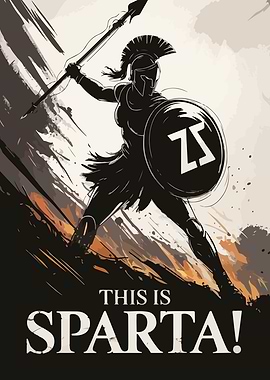 Spartan Warrior with Spear and Shield