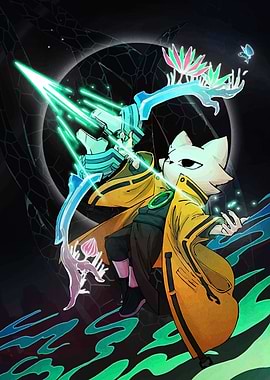 Cat Archer with Glowing Bow and Arrow