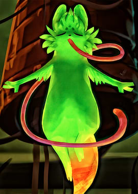 Glowing Green Creature with Tongue