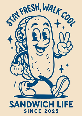 Sandwich Life Cartoon Illustration