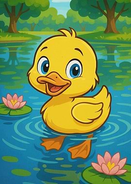 Cartoon Duckling Pond