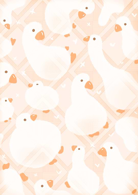 Cute Goose & Ducks on a Peach Pattern
