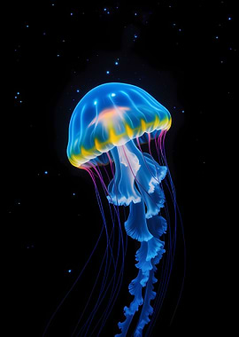 Glowing Jellyfish in Dark Space