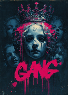 Crowned Faces with 'GANG' Graffiti