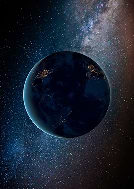 Earth from Space with Milky Way