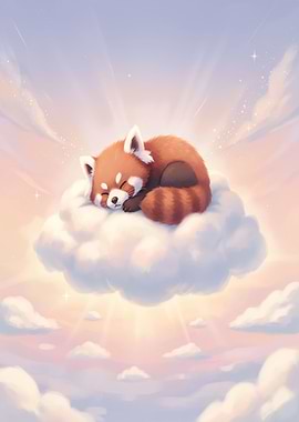 Sleeping Red Panda on Cloud