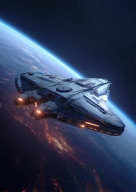 Spaceship over Earth