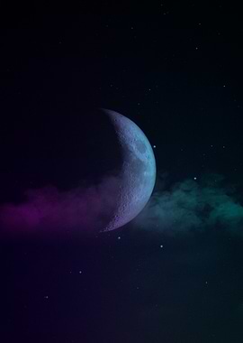 Crescent Moon with Nebula