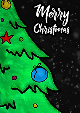 Merry Christmas Tree Illustration