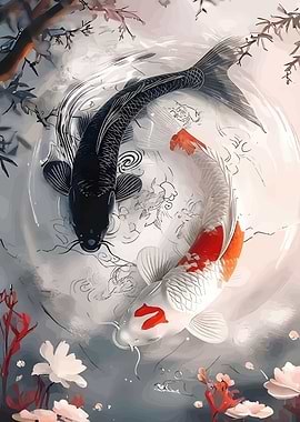 Yin Yang Koi Fish Art