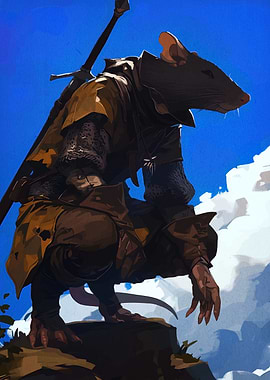 Rat Warrior on a Cliff