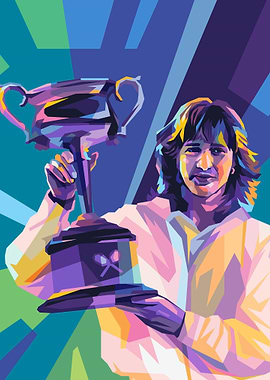 Steffi Graf Holding the Pop Art Trophy