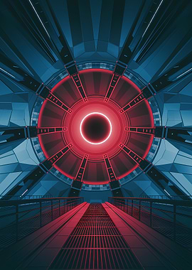 Futuristic Portal with Red Glow
