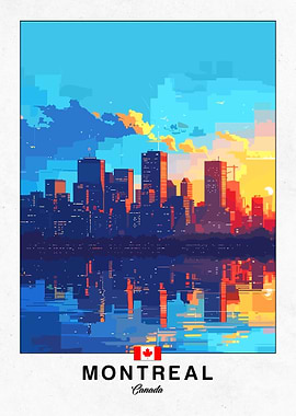 Montreal Canada Skyline Pixel Art Poster