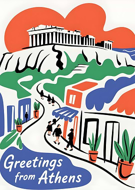 Greetings from Athens Travel Poster
