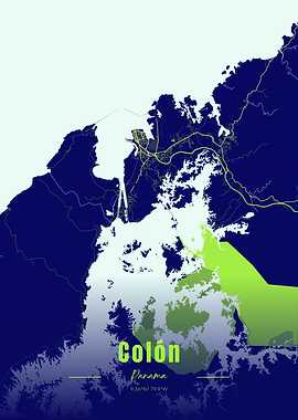 Colón, Panama Map Art