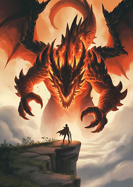 Dragon Confrontation on Cliff Edge