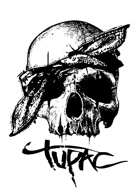Tupac Skull with Bandana