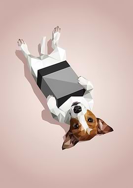 Geometric Dog Illustration on Pink Background