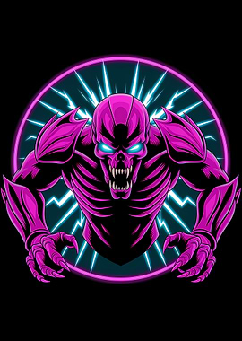 Pink Skull Monster with Lightning Aura