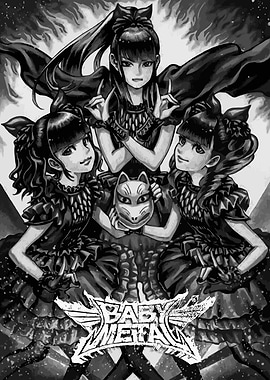 Babymetal Black and White Illustration