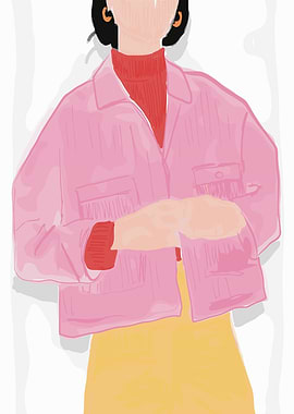 Fashion Illustration: Pink Jacket and Yellow Skirt