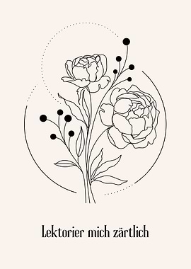 Floral Line Art with German Text