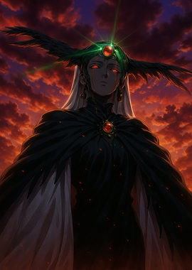 Anime Woman with Red Eyes