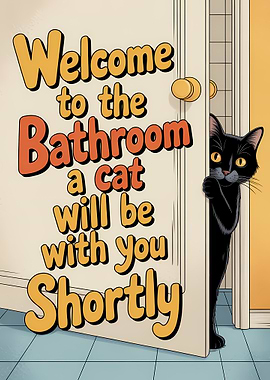 Bathroom Cat Welcome Sign