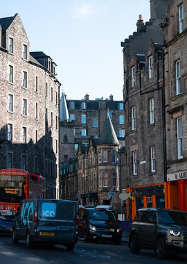 Edinburgh street with traffic and buildings