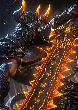 Fantasy Warrior Fiery Sword