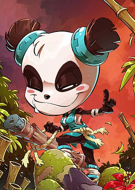 Cartoon Panda Character in Jungle Setting