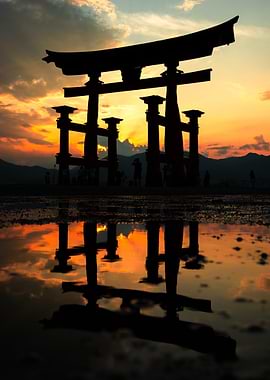 Itsukushima Torii Gate at Sunset
