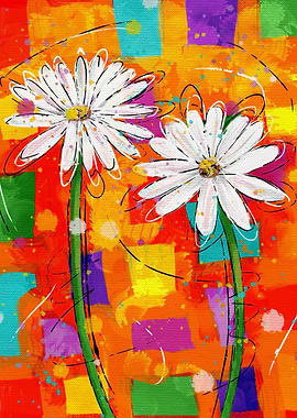 Colorful Daisy Painting