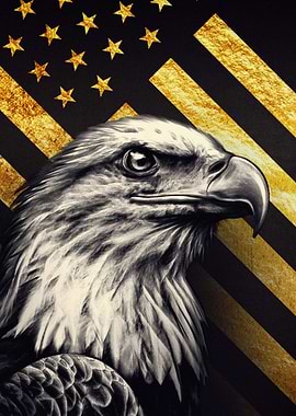 Eagle and American Flag Art