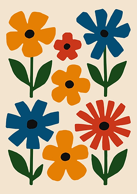 Colorful Retro Flower Pattern