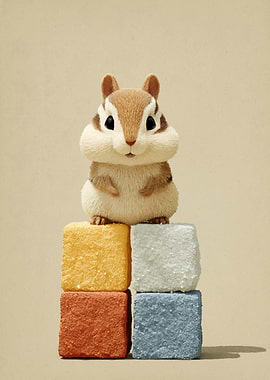 Chipmunk on Color Blocks