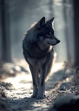 Wolf in Winter Forest