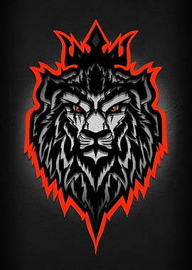 Lion King Emblem with Red Outline