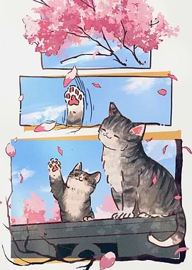 Cats and Cherry Blossoms