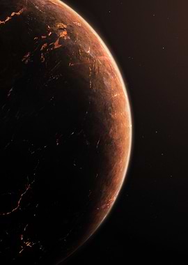 Distant Planet with City Lights