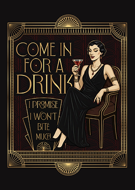 Art Deco Woman with Cocktail Invitation