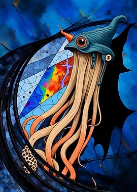 Abstract Fantasy #126 - Whimsical Jellyfish Creature Digital Art