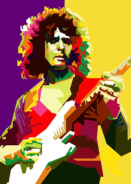 70s British Hard Rock Guitar Musician Pop Art