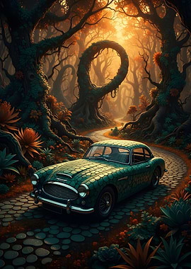 Vintage Car in Enchanted Forest