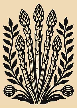 Asparagus and Floral Illustration
